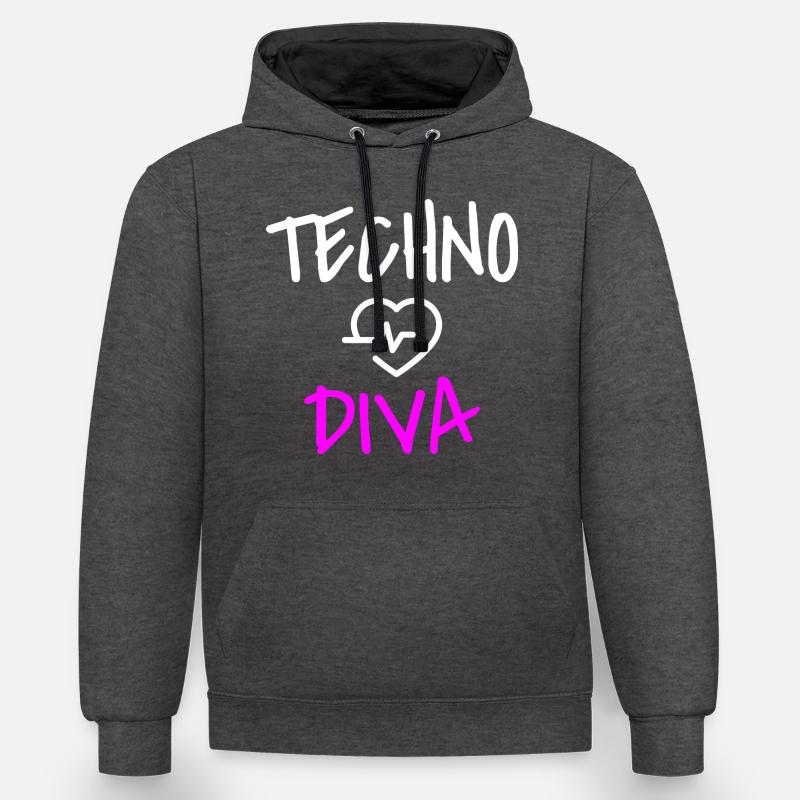 Techno Love Techno Passion - Sweat à capuche contrasté - anthracite/noir