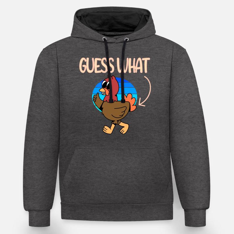 Devinez quel poulet - Sweat à capuche contrasté - anthracite/noir