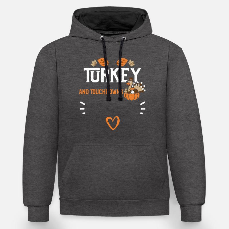 Turquie et touchdowns - Sweat à capuche contrasté - anthracite/noir