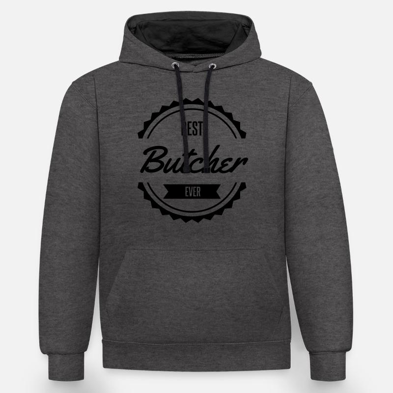 best butcher Metzger boucher - Sweat à capuche contrasté - anthracite/noir