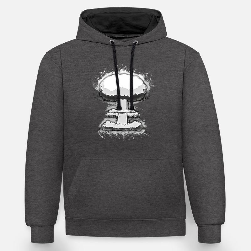 Explosion nuklear hell glühend - Kontrast-Hoodie - Anthrazit/Schwarz
