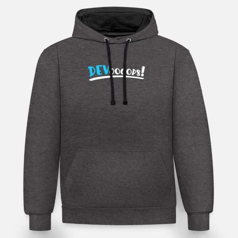 Ingénieur Devops développeur Sys-Admin - Sweat à capuche contrasté - anthracite/noir