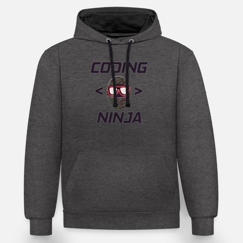 Programmeur, Codage Ninja, Cadeau - Sweat à capuche contrasté - anthracite/noir