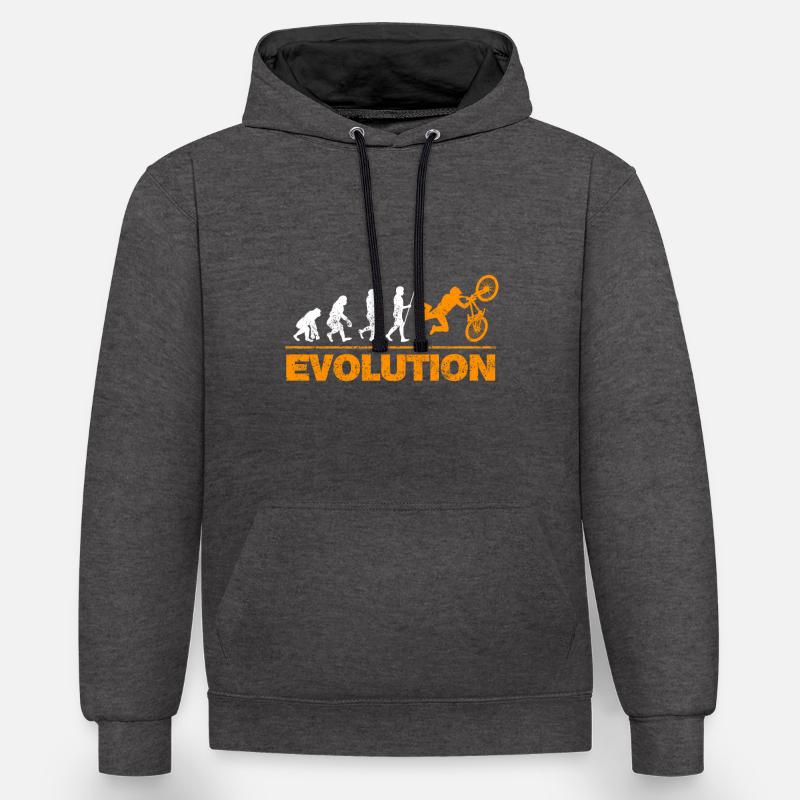 Évolution du vélo - Sweat à capuche contrasté - anthracite/noir