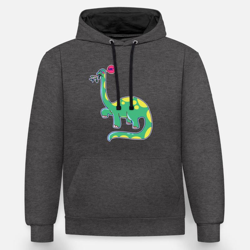 Dinosaurier hat schlechte Laune - Kontrast-Hoodie - Anthrazit/Schwarz