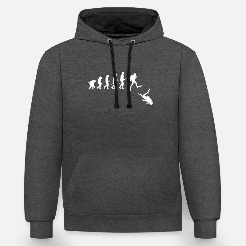 Evolution du plongeur - Sweat à capuche contrasté - anthracite/noir