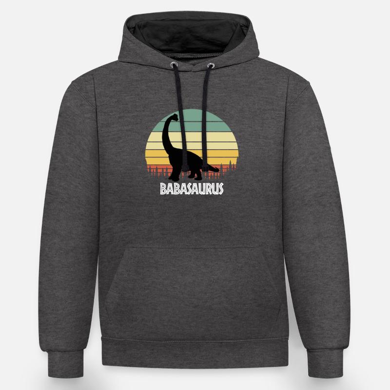 BABASAURUS BABA SAURUS BABA DINOSAURE - Sweat à capuche contrasté - anthracite/noir