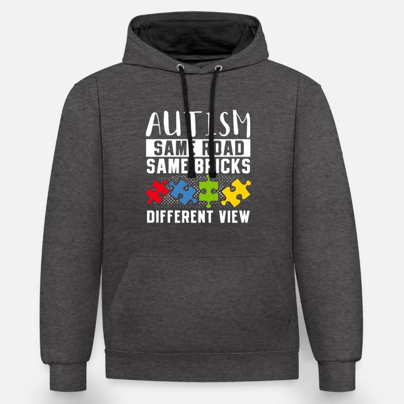 Autism Same Road Same Bricks - Sweat à capuche contrasté - anthracite/noir