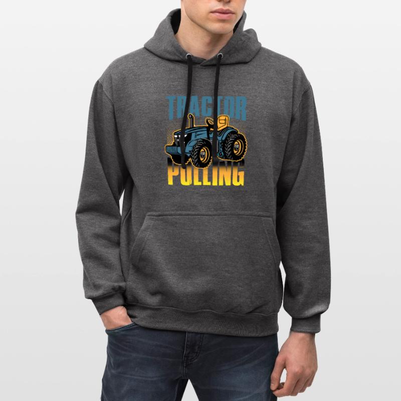 tractor pulling, tractor pulling pulling, racing, Sweat à capuche contrasté