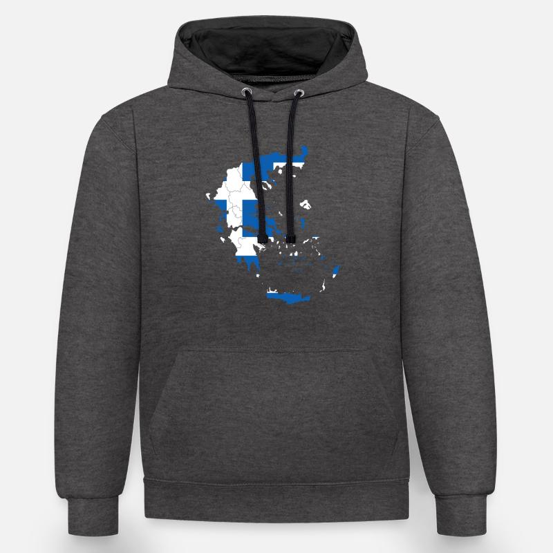 Grèce Île grecque Grece - Sweat à capuche contrasté - anthracite/noir