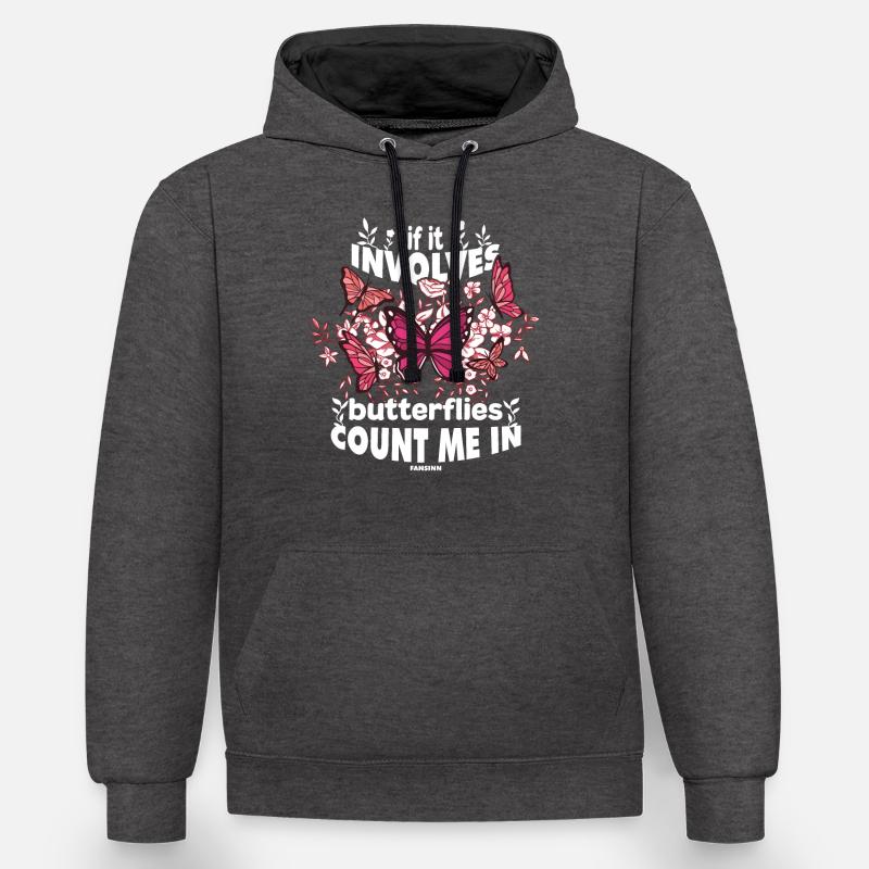S’il s’agit de papillons, comptez-moi - Sweat à capuche contrasté - anthracite/noir