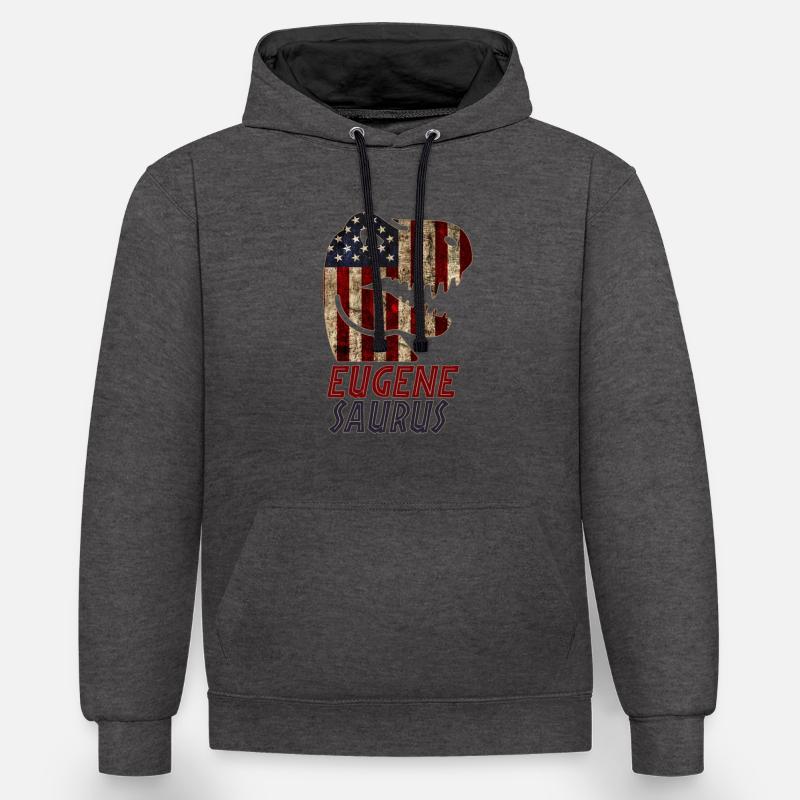 Patriotique Eugene Dinosaur Eugenesaurus - Sweat à capuche contrasté - anthracite/noir
