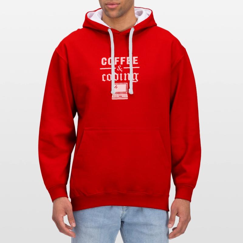 Programmeur Coffee Coding Developer Informatique Sweat à capuche contrasté