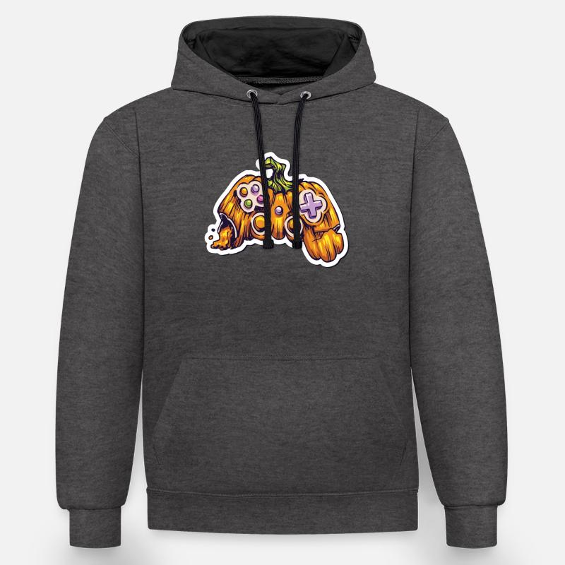 Pumpkin Joystick Controller Gamer - Sweat à capuche contrasté - anthracite/noir