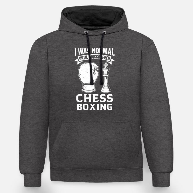 Boxe d’échecs - Sweat à capuche contrasté - anthracite/noir