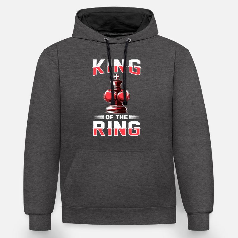 Boxe d’échecs - Sweat à capuche contrasté - anthracite/noir