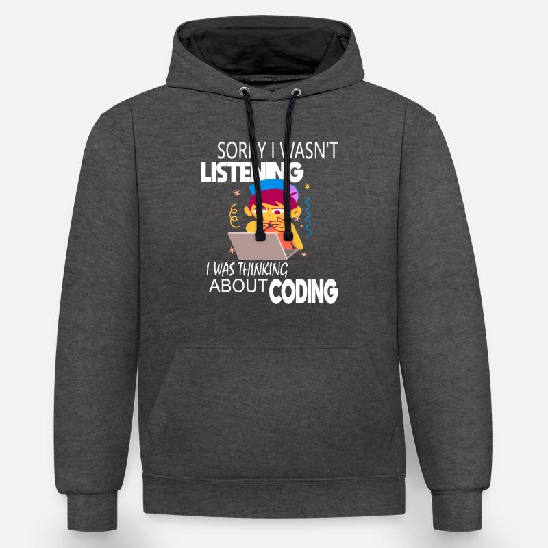 Programmeur codeur de codage - Sweat à capuche contrasté - anthracite/noir