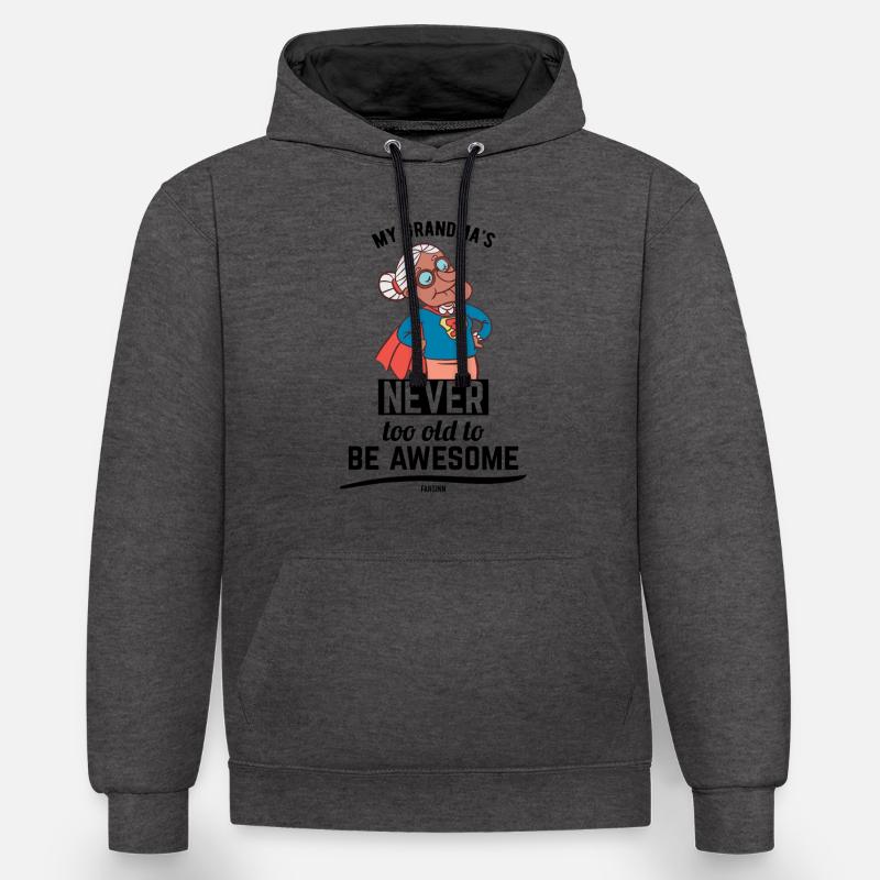 coole Oma Mutter Großmutter Held - Kontrast-Hoodie - Anthrazit/Schwarz