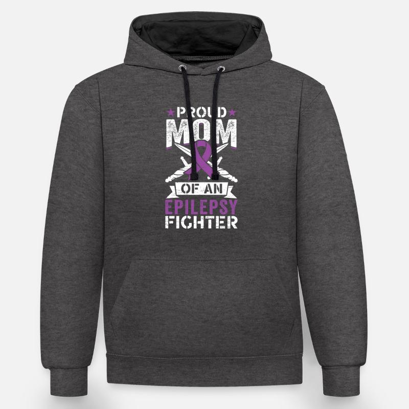 Mutter Einer Mutter Einer Epilepsie-kämpferin - Kontrast-Hoodie - Anthrazit/Schwarz