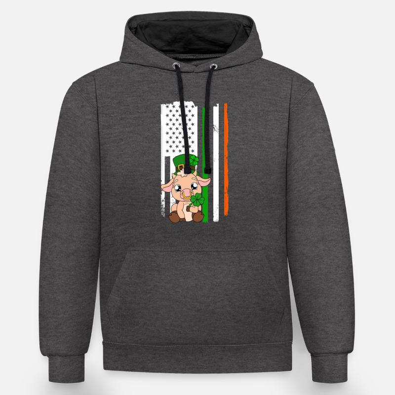 Mignon trèfle de vache Saint-Patrick - Sweat à capuche contrasté - anthracite/noir