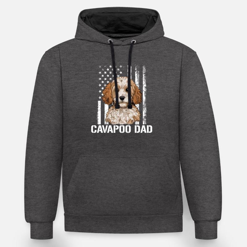 Chien Cavapoo, Cavapoo - Sweat à capuche contrasté - anthracite/noir