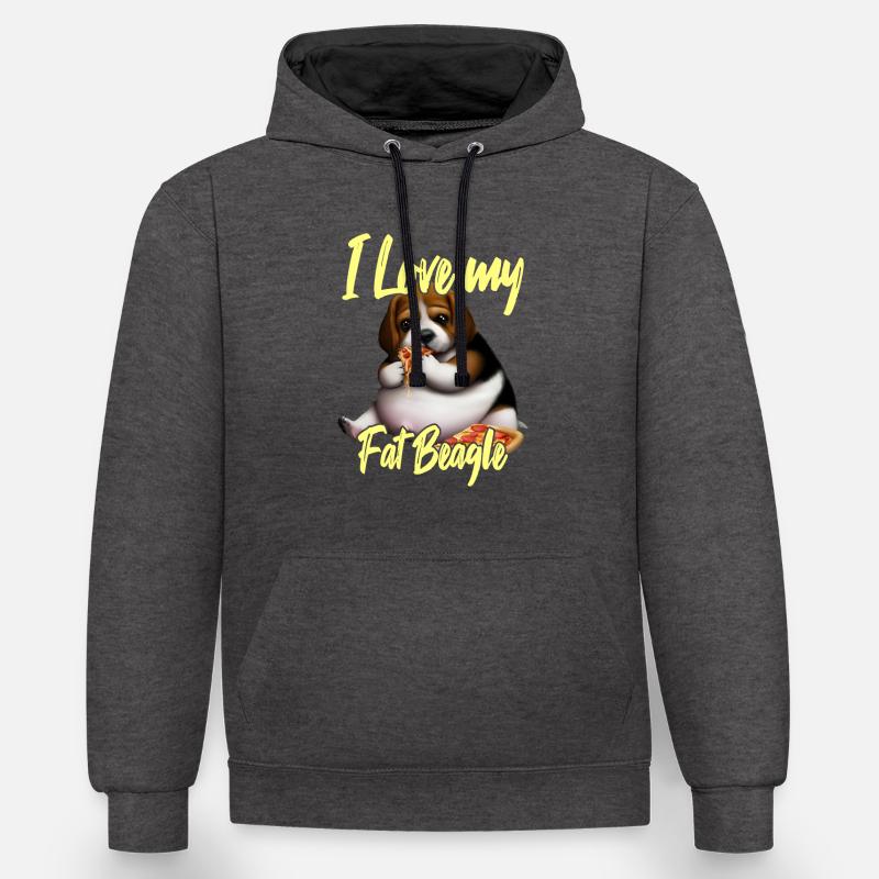 J’aime mon gros beagle - Sweat à capuche contrasté - anthracite/noir