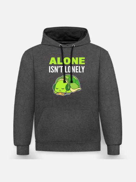 Turtle introvert music lover - Contrast hoodie - charcoal/black