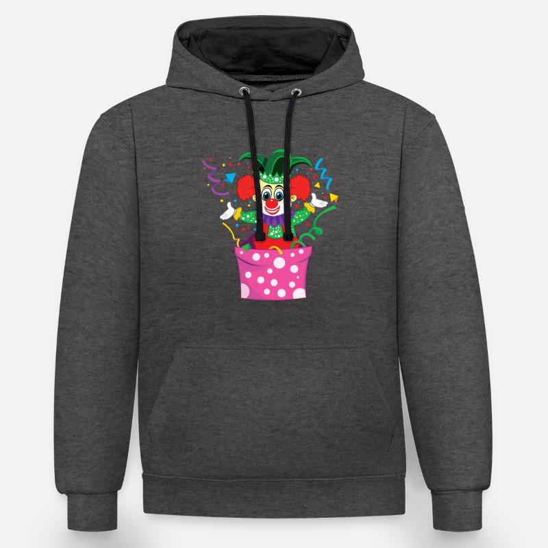 Carnaval Clown Bouffon Cirque Mignon - Sweat à capuche contrasté - anthracite/noir