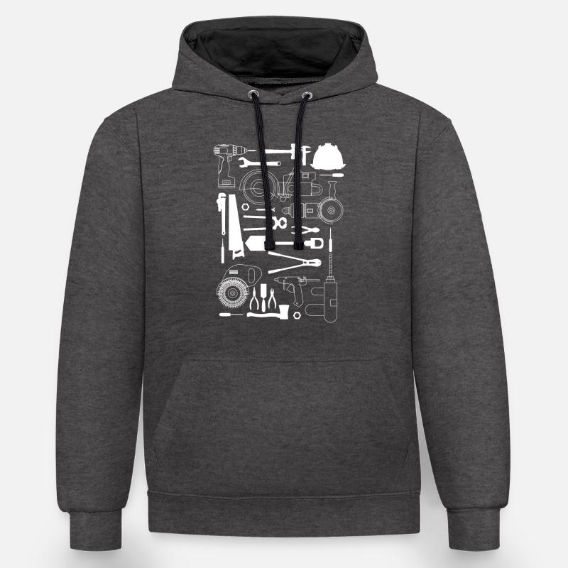 Outils Outils Artisan - Sweat à capuche contrasté - anthracite/noir