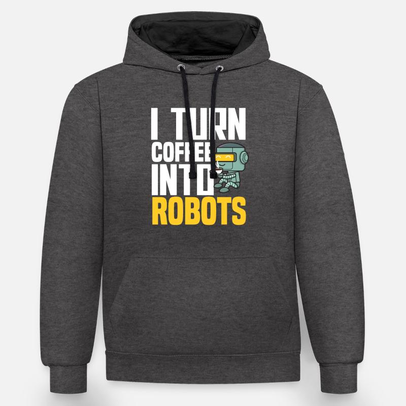 Programmeur de robots robotiques - Sweat à capuche contrasté - anthracite/noir