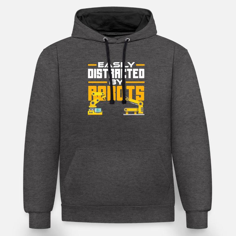 Programmeur de robots robotiques - Sweat à capuche contrasté - anthracite/noir