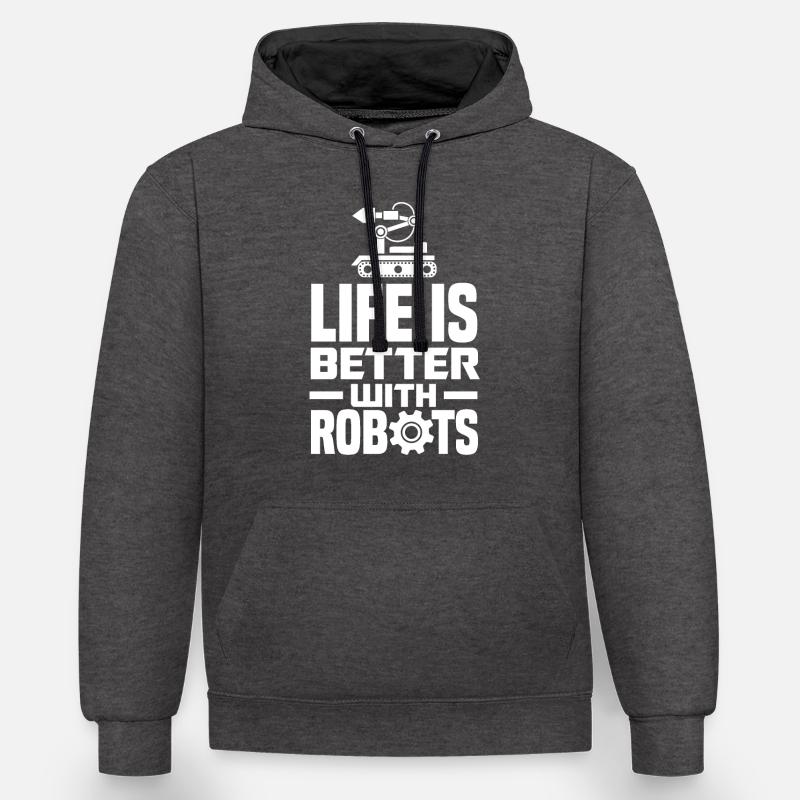 Programmeur de robots robotiques - Sweat à capuche contrasté - anthracite/noir