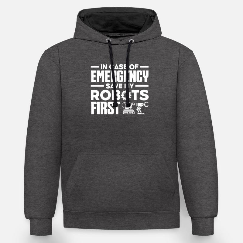 Programmeur de robots robotiques - Sweat à capuche contrasté - anthracite/noir