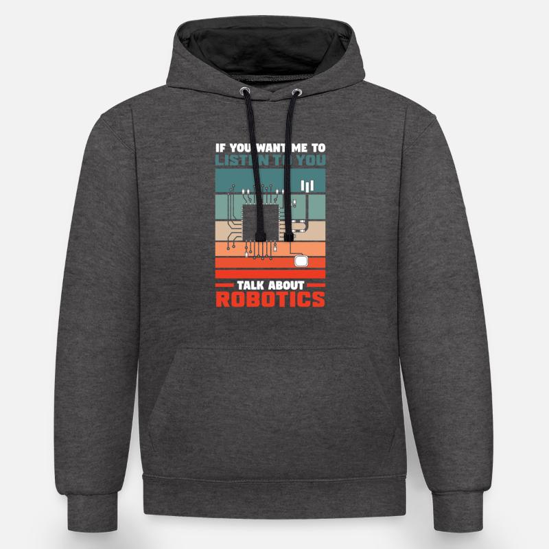 Programmeur de robots robotiques - Sweat à capuche contrasté - anthracite/noir