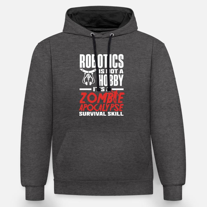 Programmeur de robots robotiques - Sweat à capuche contrasté - anthracite/noir