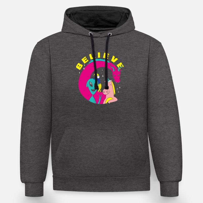 Drôle de cadeau extraterrestre extraterrestre - Sweat à capuche contrasté - anthracite/noir