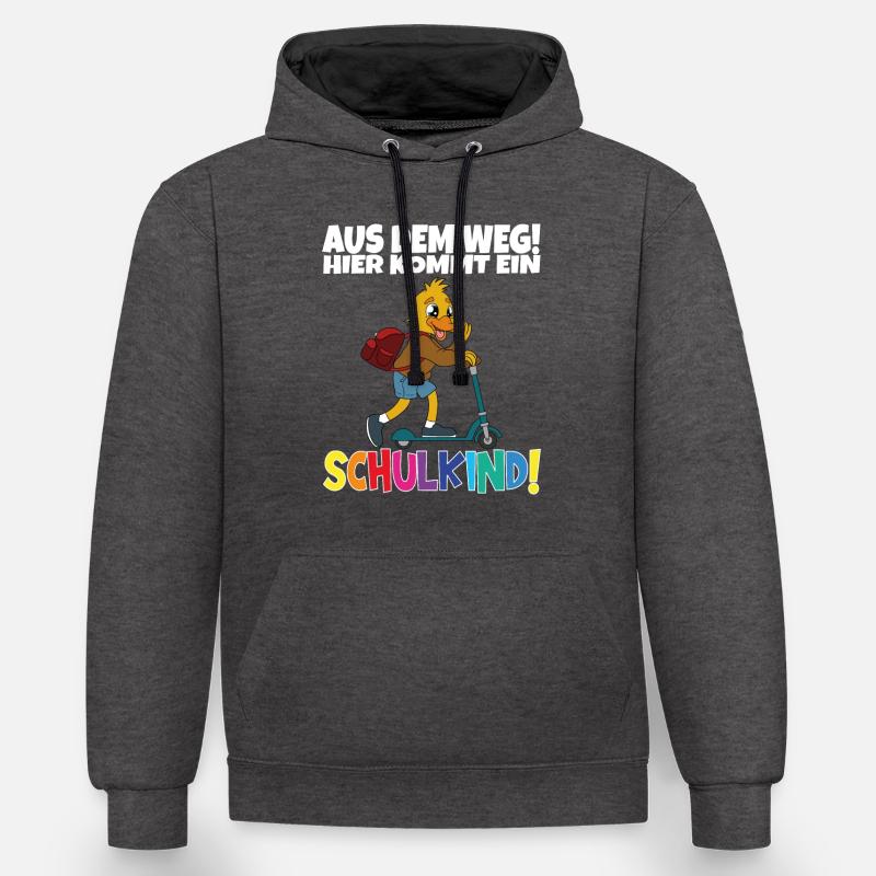 Écolier 2024 entrant à l'école - Sweat à capuche contrasté - anthracite/noir