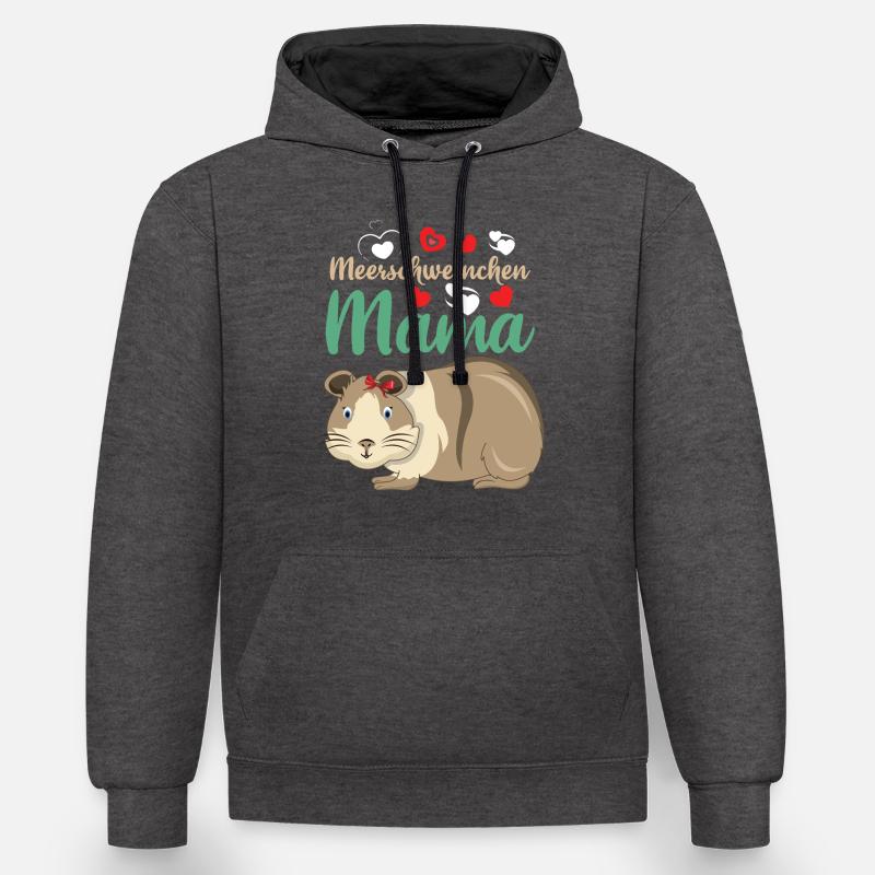Cochon d’Inde Maman Amour sincère - Sweat à capuche contrasté - anthracite/noir