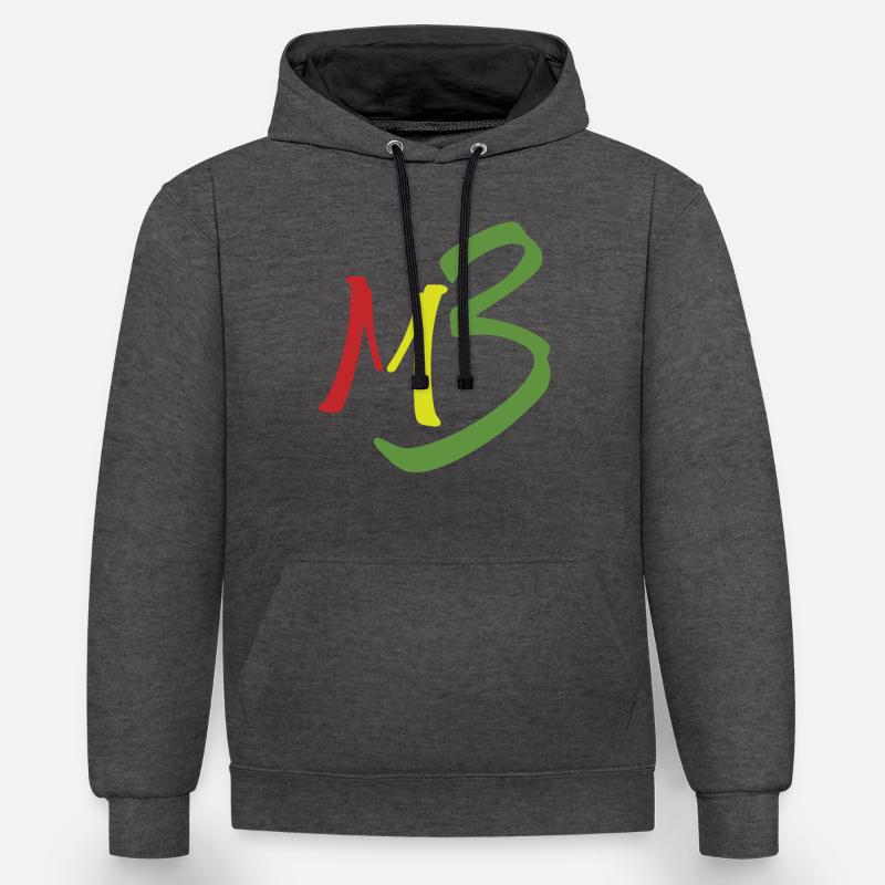 MB13 Logo rasta1 - Sweat à capuche contrasté - anthracite/noir