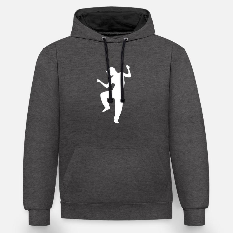 Silhouette de danseuse danseuse - Sweat à capuche contrasté - anthracite/noir