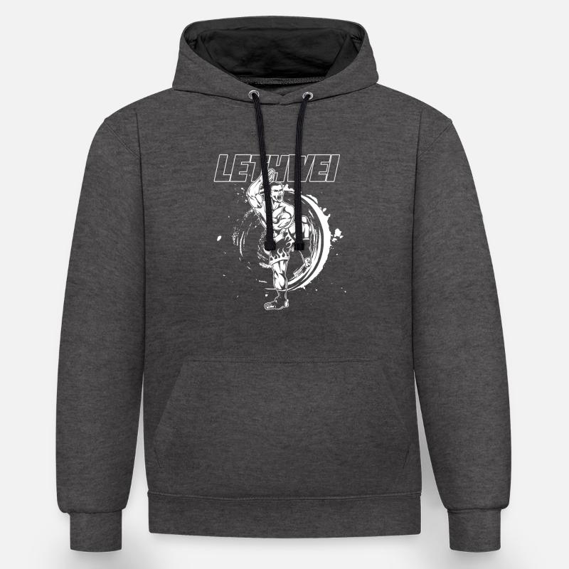 boxe birmane lethwei - Sweat à capuche contrasté - anthracite/noir