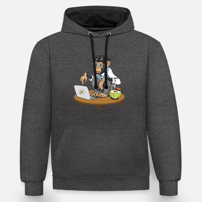 Progammierer Affe Code Monkey Coding Äffchen - Kontrast-Hoodie - Anthrazit/Schwarz