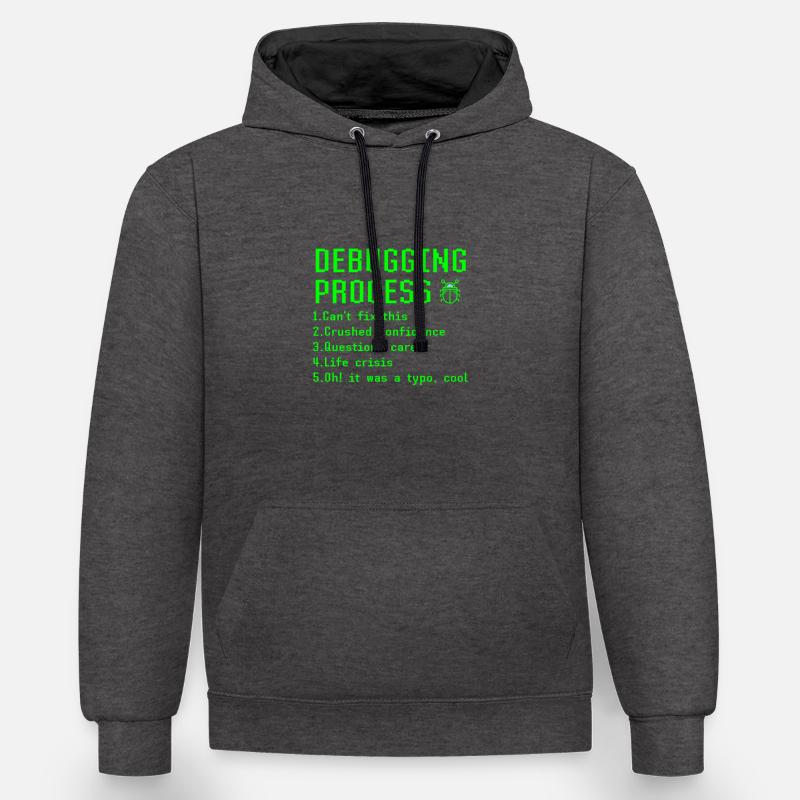 Debugging-Prozess Lustige Programmierer Coder Geschenkidee - Kontrast-Hoodie - Anthrazit/Schwarz