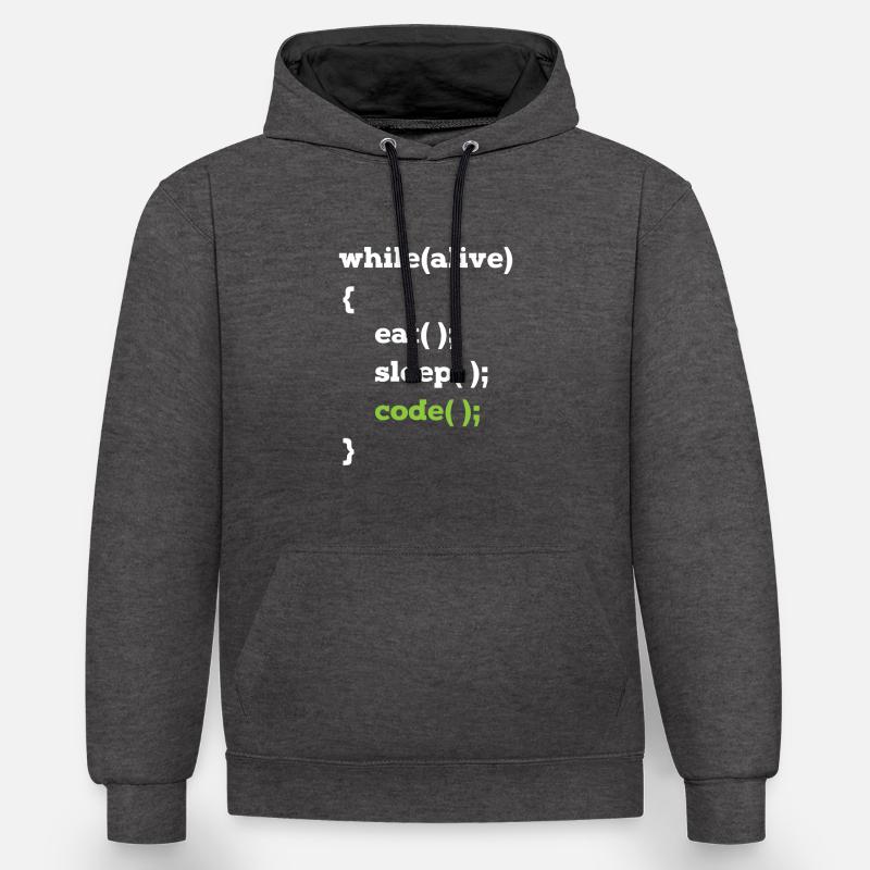 Java Programmierer Informatiker Schleife - Kontrast-Hoodie - Anthrazit/Schwarz