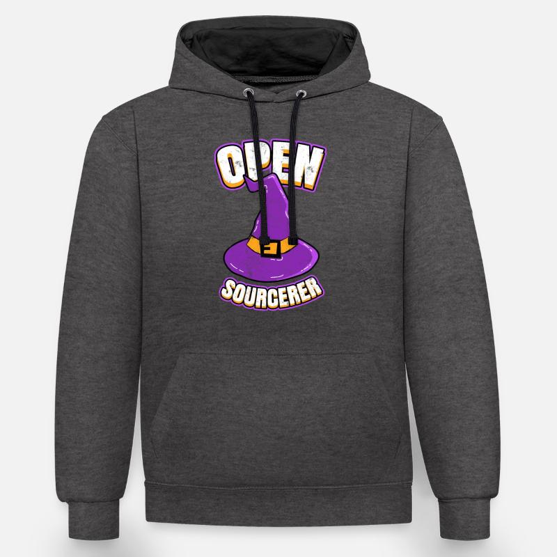 Open Sourcerer Programmierer Hacker - Kontrast-Hoodie - Anthrazit/Schwarz