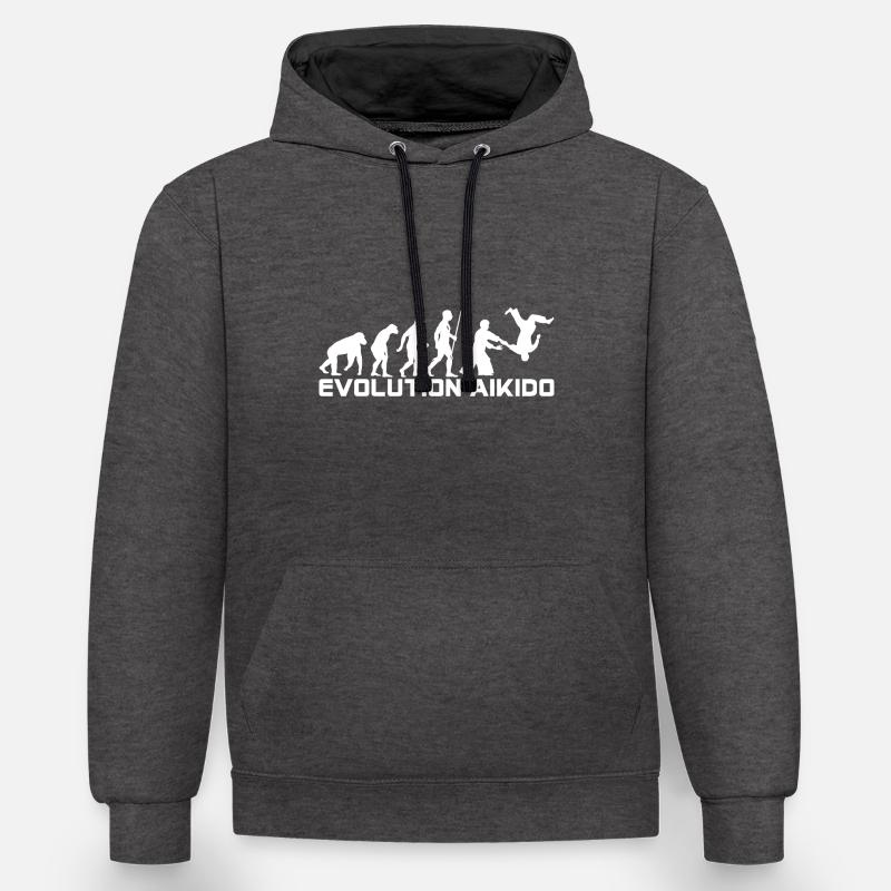 EVOLUTION AIKIDO - Sweat à capuche contrasté - anthracite/noir