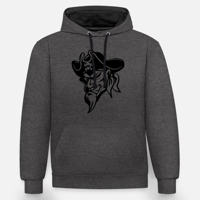 Pirate mal - Sweat à capuche contrasté - anthracite/noir