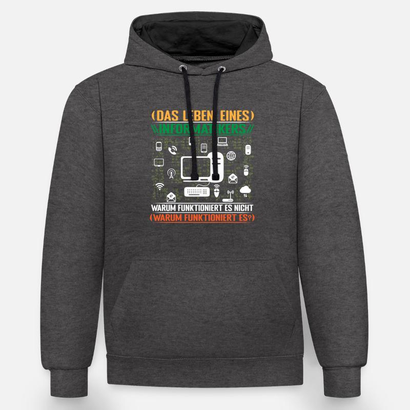 Informatiker Admin Programmierer Programm - Kontrast-Hoodie - Anthrazit/Schwarz