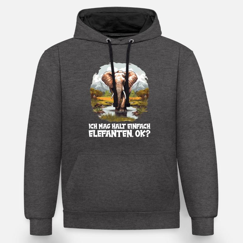 Éléphant Éléphant - Sweat à capuche contrasté - anthracite/noir