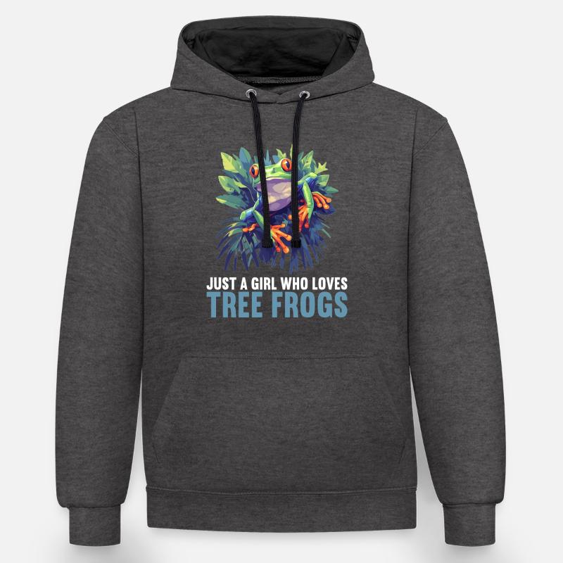 Tree Frog Baumfrösche Baumfrosch - Kontrast-Hoodie - Anthrazit/Schwarz